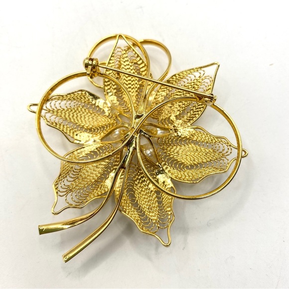 JENNIFER MOORE Gold Filagree Pearl Large Brooch - Picture 7 of 7